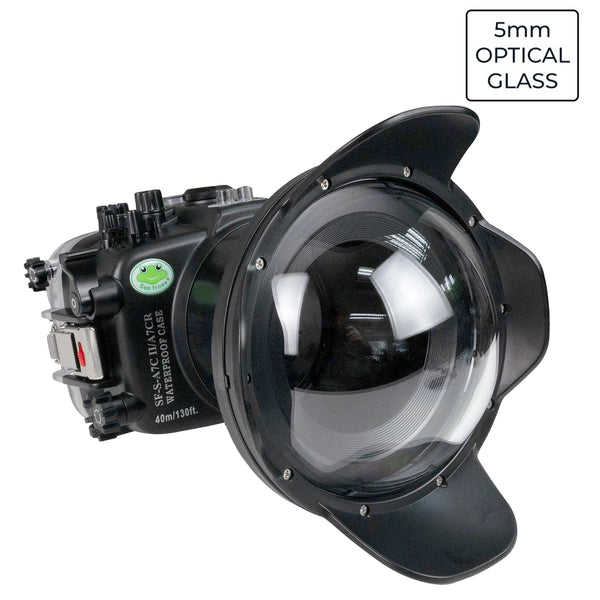 Sea Frogs Sony A7C II/A7CR 40M/130FT Wasserdichtes Gehäuse mit 6" optischem Glaskuppelanschluss V.10 (FE16-35 F4 Zoom-Ausrüstung im Lieferumfang enthalten).