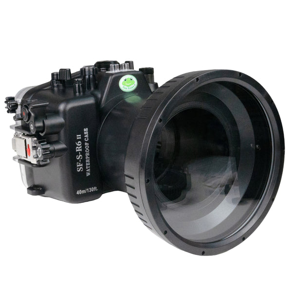 Sea Frogs Custodia per fotocamera subacquea da 40 m/130 piedi per Canon EOS R6 Mark II con porta piatta lunga da 6" (RF 24-105 mm f4L IS)