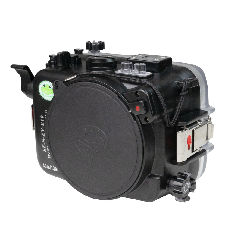 Sea Frogs Sony ZV-E10 40M/130FT Underwater camera housing with 6" Glass Flat short port.