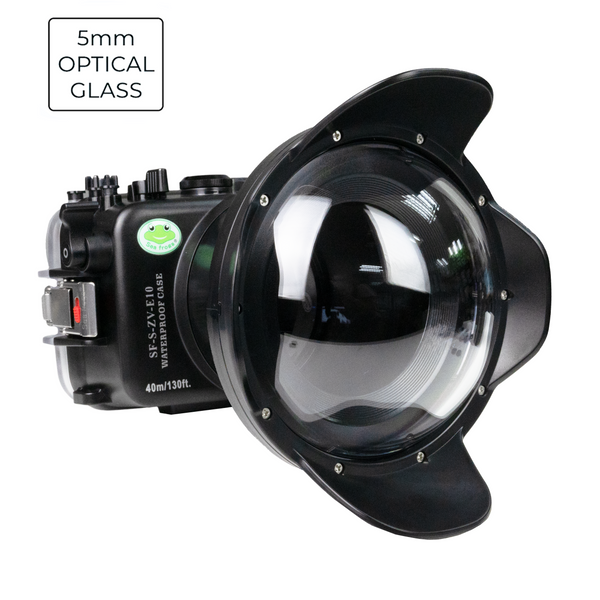 Sea Frogs Sony ZV-E10 40M/130FT Wasserdichtes Kameragehäuse mit 6-Zoll-Glaskuppelanschluss V.1 für Sony E10-18mm und E10-20mm PZ / E16-50mm PZ