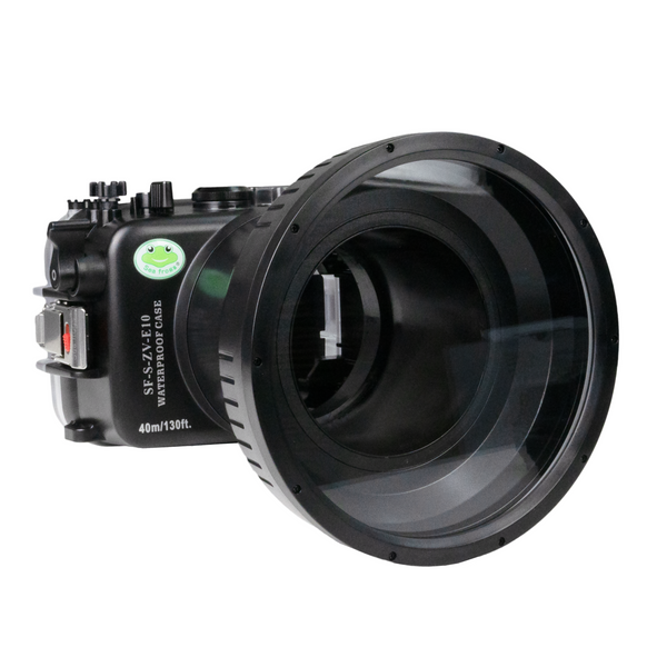 Sea Frogs Sony ZV-E10 40M/130FT Underwater camera housing with 6" Glass Flat long port for SONY FE 24-70mm F2.8 GM II.