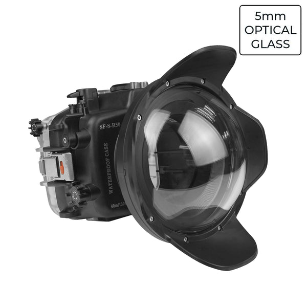 Sea Frogs Canon EOS R50 40m/130ft Underwater Camera Housing with 6" Optical Glass Dome Port (Canon RF-S 18-45mm f/4.5-6.3 IS STM zoom gear)