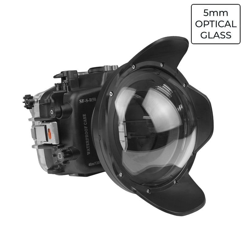 Sea Frogs Canon EOS R50 40m/130ft Underwater Camera Housing with 6" Optical Glass Dome Port (Canon RF-S 18-45mm f/4.5-6.3 IS STM zoom gear)