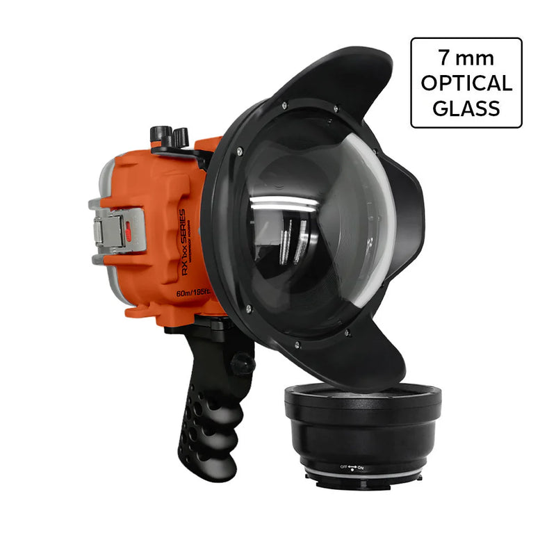 Salted Line Waterproof UW housing for Sony RX1xx series with Aluminium Pistol Grip & 6" Optical Glass Dry Dome Port