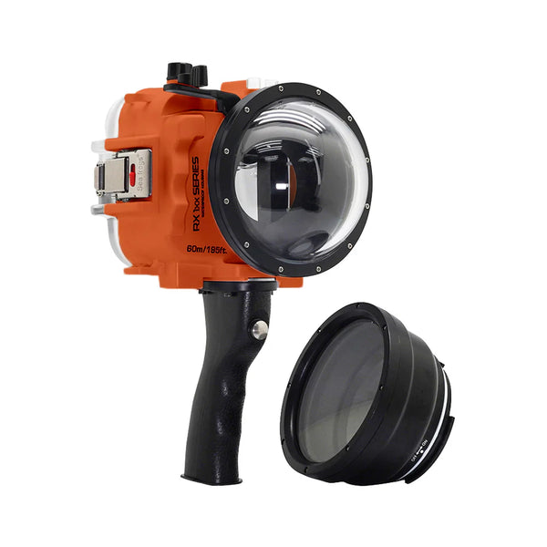 Salted Line 60M/195FT Waterproof housing for Sony RX1xx series with Pistol grip & 4" Dry Dome Port