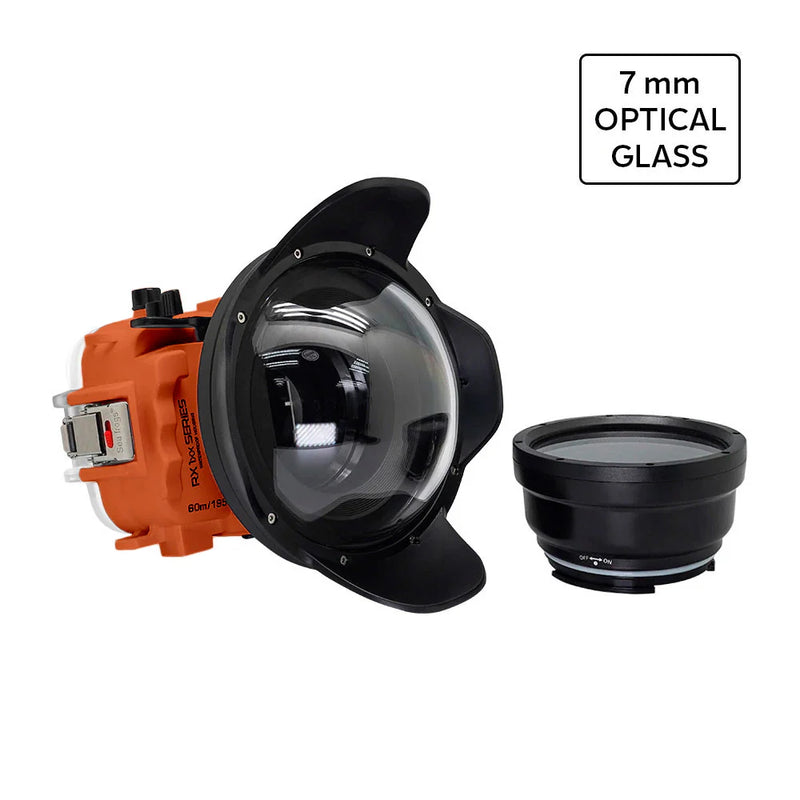 Underwater housing for Sony RX1xx with 6 inch Optical Glass Dry Dome Port