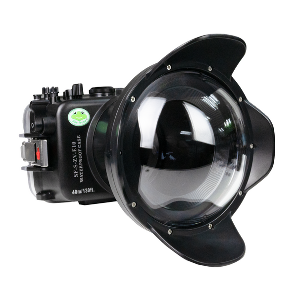 Sea Frogs Sony ZV-E10 40M/130FT Waterproof camera housing with 6" Dome port V.7 for Sigma 18-50mm F2.8 DC DN (zoom gear included)