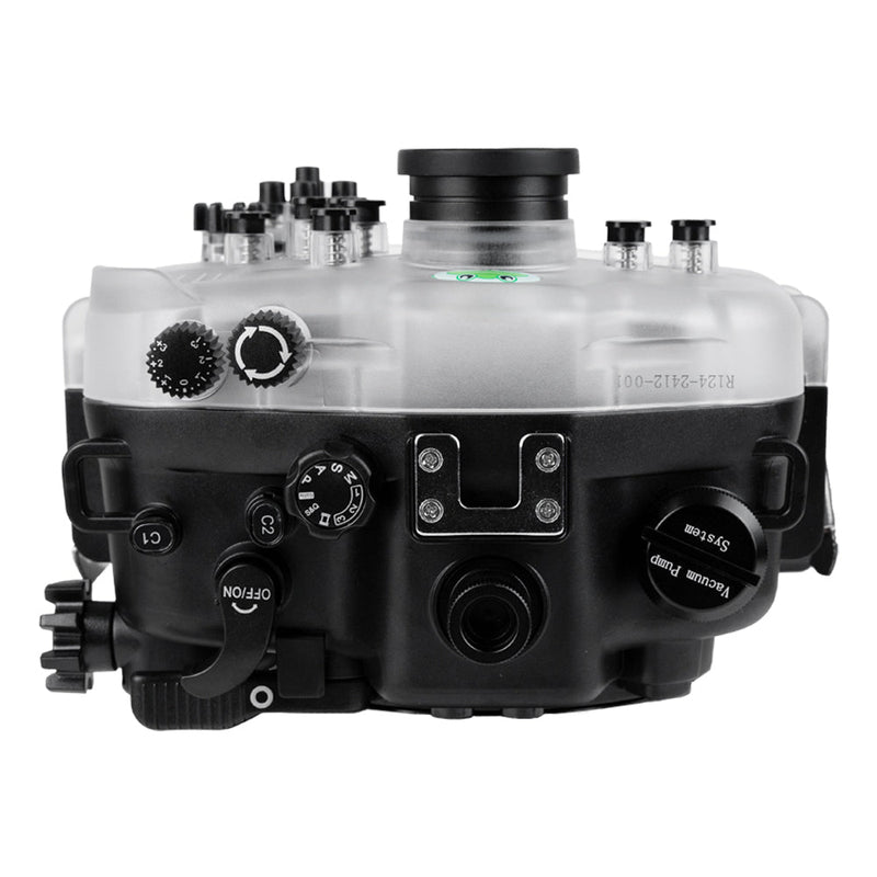 Sea Frogs Salted Line Series Sony A7III / A7RIII 40M/130FT Waterproof camera housing with 4" Flat Short Port (zoom gear included). Black