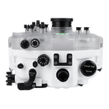 Sea Frogs Salted Line Series Sony A7III / A7RIII 40M/130FT Waterproof camera housing with 4" Flat Long port (focus gear included). White