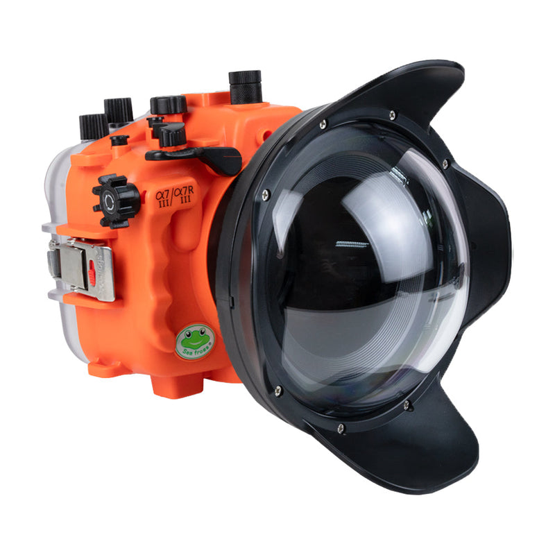 SeaFrogs Salted Line Series Sony A7III / A7RIII 40M/130FT Waterproof camera housing with 6" Dome port V.1. Orange