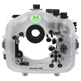 Sea Frogs Salted Line Series Sony A7III / A7RIII 40M/130FT Waterproof camera housing with 6" Dome port V.10 Surf and Aluminium Shutter Grip (one zoom gear included). White