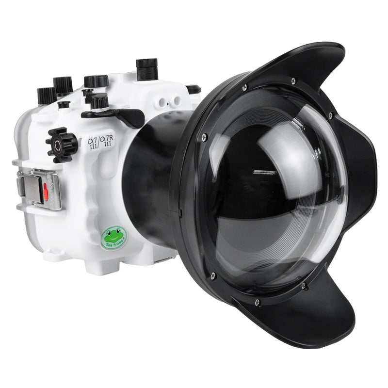 SeaFrogs Salted Line Series Sony A7III / A7RIII 40M/130FT Waterproof camera housing with 6" Dome port V.2 (zoom gear included). White