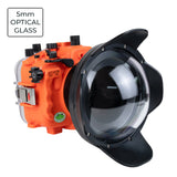 Sea Frogs Salted Line Series Sony A7III / A7RIII 40M/130FT Waterproof camera housing with 6" Glass Dome port V.7 (zoom gear included). Orange