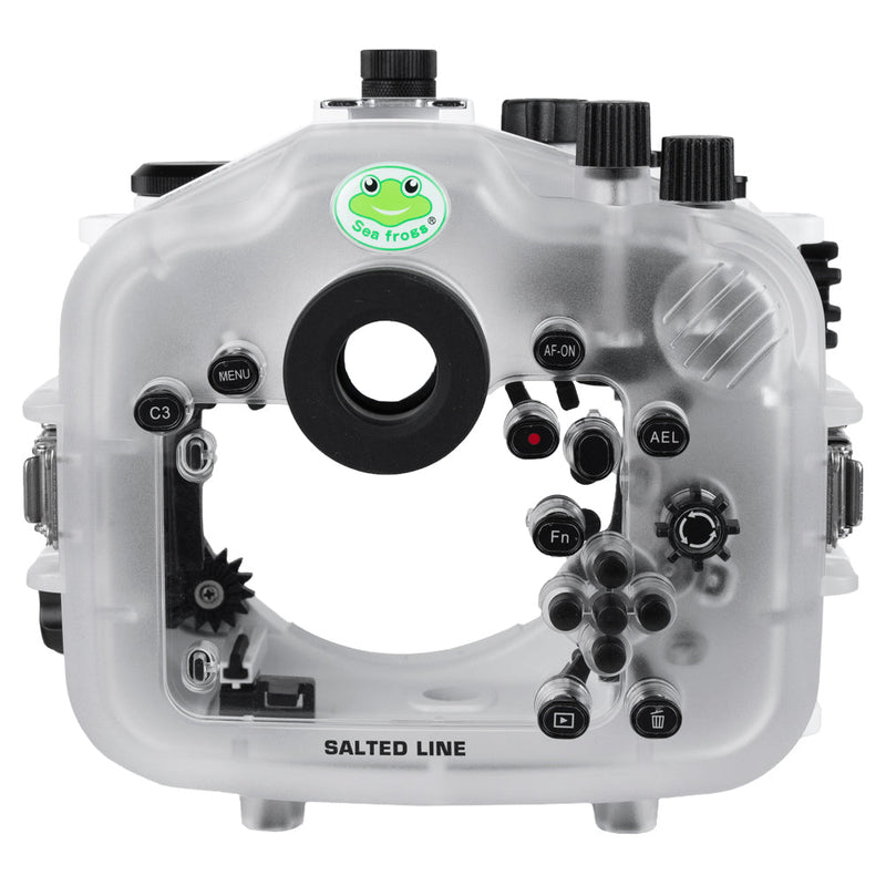 Sea Frogs Salted Line Series Sony A7III / A7RIII 40M/130FT Waterproof camera housing with 67mm threaded Flat Short Port for Sony FE 28-60mm F4-5.6 (zoom gear included). White