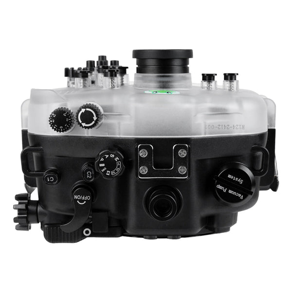 Sea Frogs Salted Line Series Sony A7III / A7RIII 40M/130FT Waterproof camera housing with 6" Glass Flat Long Port (one zoom gear included). Black