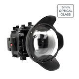 Kit de caixa de câmera UW da série Sony A9 V.3 com porta de cúpula de vidro óptico de 6" V.7 (incluindo porta padrão) Preto.